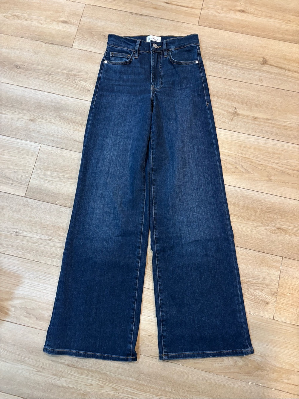 Frame Le Slim Palazzo wide leg jeans Size 24 31” Inseam Mint Dark Wash